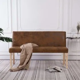 Artificial suede leather bench 139.5 cm brown by vidaXL, Benches for halls and storage - Ref: Foro24-281333, Price: 239,18 €,...