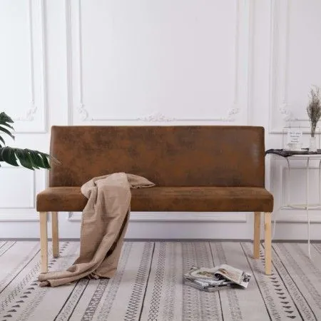 Artificial suede leather bench 139.5 cm brown by vidaXL, Benches for halls and storage - Ref: Foro24-281333, Price: 239,18 €,...