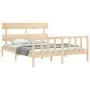 Bettgestell mit Massivholzkopfteil 160x200 cm von vidaXL, Betten und Lattenroste - Ref: Foro24-3193281, Preis: 124,78 €, Raba...