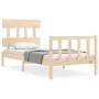 Bed frame with solid wood headboard 90x200 cm by vidaXL, Beds and slatted bases - Ref: Foro24-3193321, Price: 85,12 €, Discou...