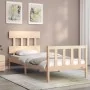 Bed frame with solid wood headboard 90x200 cm by vidaXL, Beds and slatted bases - Ref: Foro24-3193321, Price: 85,12 €, Discou...