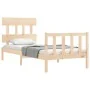 Bed frame with solid wood headboard 90x200 cm by vidaXL, Beds and slatted bases - Ref: Foro24-3193321, Price: 85,12 €, Discou...