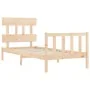 Bed frame with solid wood headboard 90x200 cm by vidaXL, Beds and slatted bases - Ref: Foro24-3193321, Price: 85,12 €, Discou...