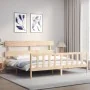 Bed frame with solid wood headboard 200x200 cm by vidaXL, Beds and slatted bases - Ref: Foro24-3193291, Price: 140,20 €, Disc...