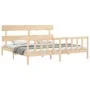 Estructura de cama con cabecero madera maciza 200x200 cm de vidaXL, Camas y somieres - Ref: Foro24-3193291, Precio: 140,19 €,...
