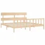 Bed frame with solid wood headboard 200x200 cm by vidaXL, Beds and slatted bases - Ref: Foro24-3193291, Price: 140,20 €, Disc...
