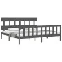 Gray solid wood bed frame with headboard 200x200cm by vidaXL, Beds and slatted bases - Ref: Foro24-3193358, Price: 168,20 €, ...