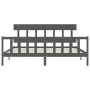 Gray solid wood bed frame with headboard 200x200cm by vidaXL, Beds and slatted bases - Ref: Foro24-3193358, Price: 168,20 €, ...