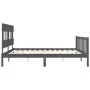 Gray solid wood bed frame with headboard 200x200cm by vidaXL, Beds and slatted bases - Ref: Foro24-3193358, Price: 168,20 €, ...