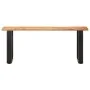 Banco con borde irregular madera maciza de acacia y acero 110cm de vidaXL, Bancos para recibidores y almacenamiento - Ref: Fo...