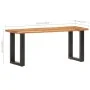 Banco con borde irregular madera maciza de acacia y acero 110cm de vidaXL, Bancos para recibidores y almacenamiento - Ref: Fo...