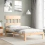 Bed frame with solid wood headboard 90x200 cm by vidaXL, Beds and slatted bases - Ref: Foro24-3193581, Price: 89,10 €, Discou...