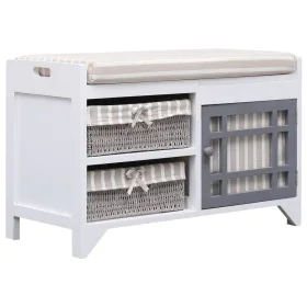 Banco de recibidor de madera de Paulownia blanco 70x33,5x45 cm de vidaXL, Bancos para recibidores y almacenamiento - Ref: For...