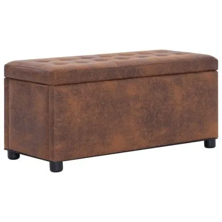 Brown Faux Suede Leather Storage Ottoman 87.5cm by vidaXL, Benches for halls and storage - Ref: Foro24-281375, Price: 126,55 ...