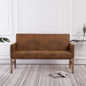Brown 140 cm artificial suede armrest bench by vidaXL, Benches for halls and storage - Ref: Foro24-281338, Price: 245,98 €, D...