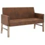 Brown 140 cm artificial suede armrest bench by vidaXL, Benches for halls and storage - Ref: Foro24-281338, Price: 245,98 €, D...