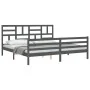 Gray solid wood bed frame with headboard 200x200cm by vidaXL, Beds and slatted bases - Ref: Foro24-3194918, Price: 170,85 €, ...