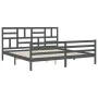 Gray solid wood bed frame with headboard 200x200cm by vidaXL, Beds and slatted bases - Ref: Foro24-3194918, Price: 170,85 €, ...