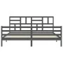 Gray solid wood bed frame with headboard 200x200cm by vidaXL, Beds and slatted bases - Ref: Foro24-3194918, Price: 170,85 €, ...