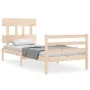 Bed frame with solid wood headboard 90x200 cm by vidaXL, Beds and slatted bases - Ref: Foro24-3195141, Price: 87,20 €, Discou...