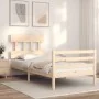 Bed frame with solid wood headboard 90x200 cm by vidaXL, Beds and slatted bases - Ref: Foro24-3195141, Price: 87,20 €, Discou...