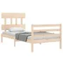Bed frame with solid wood headboard 90x200 cm by vidaXL, Beds and slatted bases - Ref: Foro24-3195141, Price: 87,20 €, Discou...