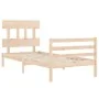 Bed frame with solid wood headboard 90x200 cm by vidaXL, Beds and slatted bases - Ref: Foro24-3195141, Price: 87,20 €, Discou...