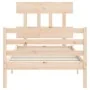 Bed frame with solid wood headboard 90x200 cm by vidaXL, Beds and slatted bases - Ref: Foro24-3195141, Price: 87,20 €, Discou...