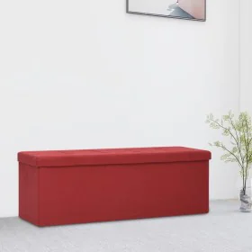 Banco de almacenamiento plegable lino sintético rojo vino tinto by vidaXL, Benches for halls and storage - Ref: Foro24-338796...