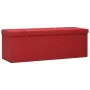 Banco de almacenamiento plegable lino sintético rojo vino tinto by vidaXL, Benches for halls and storage - Ref: Foro24-338796...