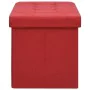 Banco de almacenamiento plegable lino sintético rojo vino tinto by vidaXL, Benches for halls and storage - Ref: Foro24-338796...