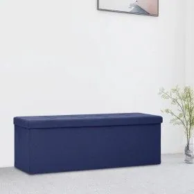 Blue Faux Linen Folding Storage Bench by vidaXL, Benches for halls and storage - Ref: Foro24-338795, Price: 60,61 €, Discount: %