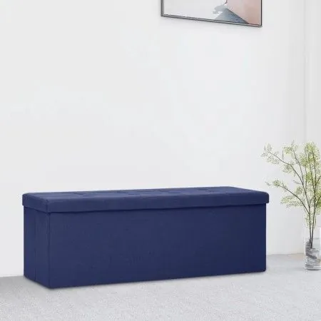 Blue Faux Linen Folding Storage Bench by vidaXL, Benches for halls and storage - Ref: Foro24-338795, Price: 60,61 €, Discount: %