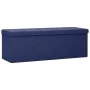Blue Faux Linen Folding Storage Bench by vidaXL, Benches for halls and storage - Ref: Foro24-338795, Price: 60,61 €, Discount: %