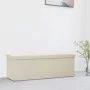 Cremeweiße klappbare Aufbewahrungsbank aus Kunstleinen von vidaXL, Bänke für Hallen und Lager - Ref: Foro24-338792, Preis: 60...