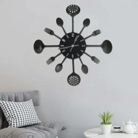 Wanduhr Design Löffel und Gabel schwarz 40 cm Aluminium von vidaXL, Wanduhren - Ref: Foro24-325163, Preis: 30,58 €, Rabatt: %