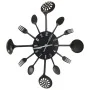Wall clock with spoon and fork design, black, 40 cm, aluminum by vidaXL, Wall clocks - Ref: Foro24-325163, Price: 30,58 €, Di...