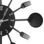 Wall clock with spoon and fork design, black, 40 cm, aluminum by vidaXL, Wall clocks - Ref: Foro24-325163, Price: 30,58 €, Di...