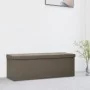 Foldable synthetic linen storage bench in brown by vidaXL, Benches for halls and storage - Ref: Foro24-338793, Price: 65,67 €...