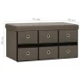 Brown synthetic linen folding storage bench 76x38x38 cm by vidaXL, Benches for halls and storage - Ref: Foro24-338813, Price:...