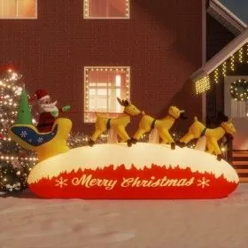 Inflatable Christmas Santa Claus and reindeer with LED 145 cm by vidaXL, Christmas lights - Ref: Foro24-345327, Price: 79,05 ...