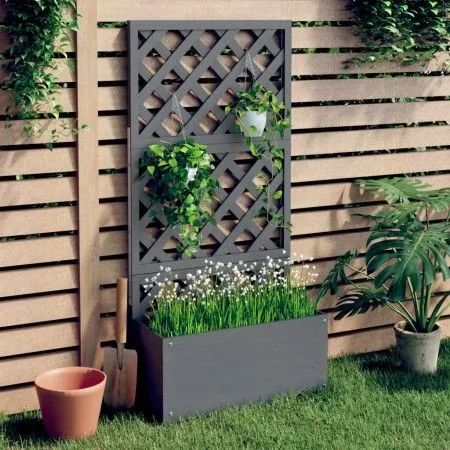 Planter with gray WPC trellis 65x33x135 cm by vidaXL, Pots and planters - Ref: Foro24-362577, Price: 176,45 €, Discount: %