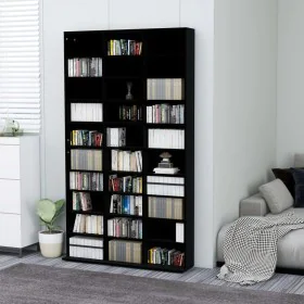 Black plywood CD cabinet 102x16x177.5 cm by vidaXL, CD and DVD storage - Ref: Foro24-801779, Price: 139,91 €, Discount: %
