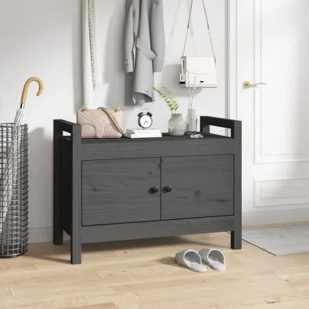 Massivholz Kiefer Flurbank grau 80x40x60 cm von vidaXL, Bänke für Hallen und Lager - Ref: Foro24-821781, Preis: 107,10 €, Rab...