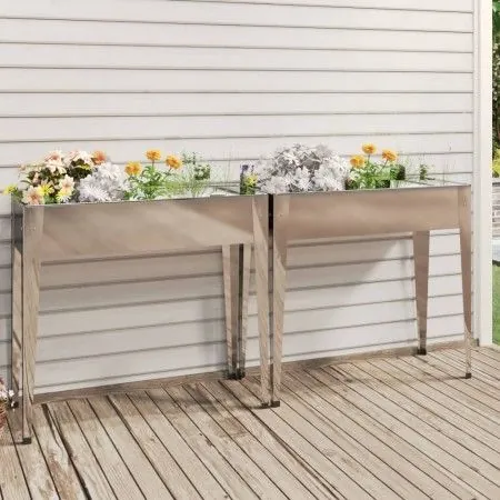 Jardineras 2 unidades acero galvanizado de vidaXL, Maceteros y jardineras - Ref: Foro24-3154236, Precio: 112,65 €, Descuento: %