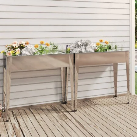 Pflanzgefäße 2 Einheiten aus verzinktem Stahl von vidaXL, Töpfe und Pflanzgefäße - Ref: Foro24-3154236, Preis: 115,68 €, Raba...