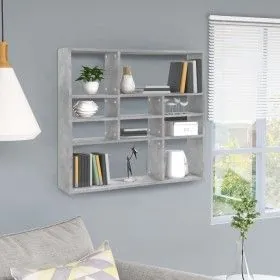 Wandregal aus grauem Beton-Sperrholz 90x16x78 cm von vidaXL, Regale und Regale - Ref: Foro24-802943, Preis: 40,04 €, Rabatt: %