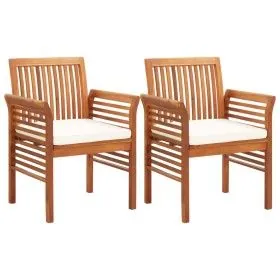 Garden dining chairs 2 units with solid acacia wood cushions by vidaXL, Garden chairs - Ref: Foro24-45965, Price: 210,81 €, D...