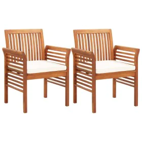 Sillas de comedor jardín 2 uds con cojines madera maciza acacia de vidaXL, Sillas de jardín - Ref: Foro24-45965, Precio: 210,...