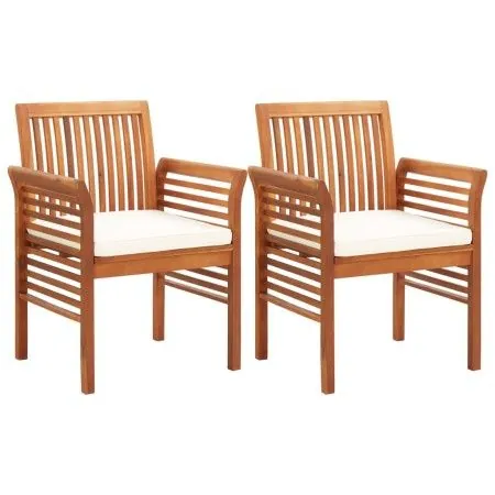 Garten-Esszimmerstühle 2 Stk. mit Kissen aus massivem Akazienholz von vidaXL, Gartenstühle - Ref: Foro24-45965, Preis: 210,81...